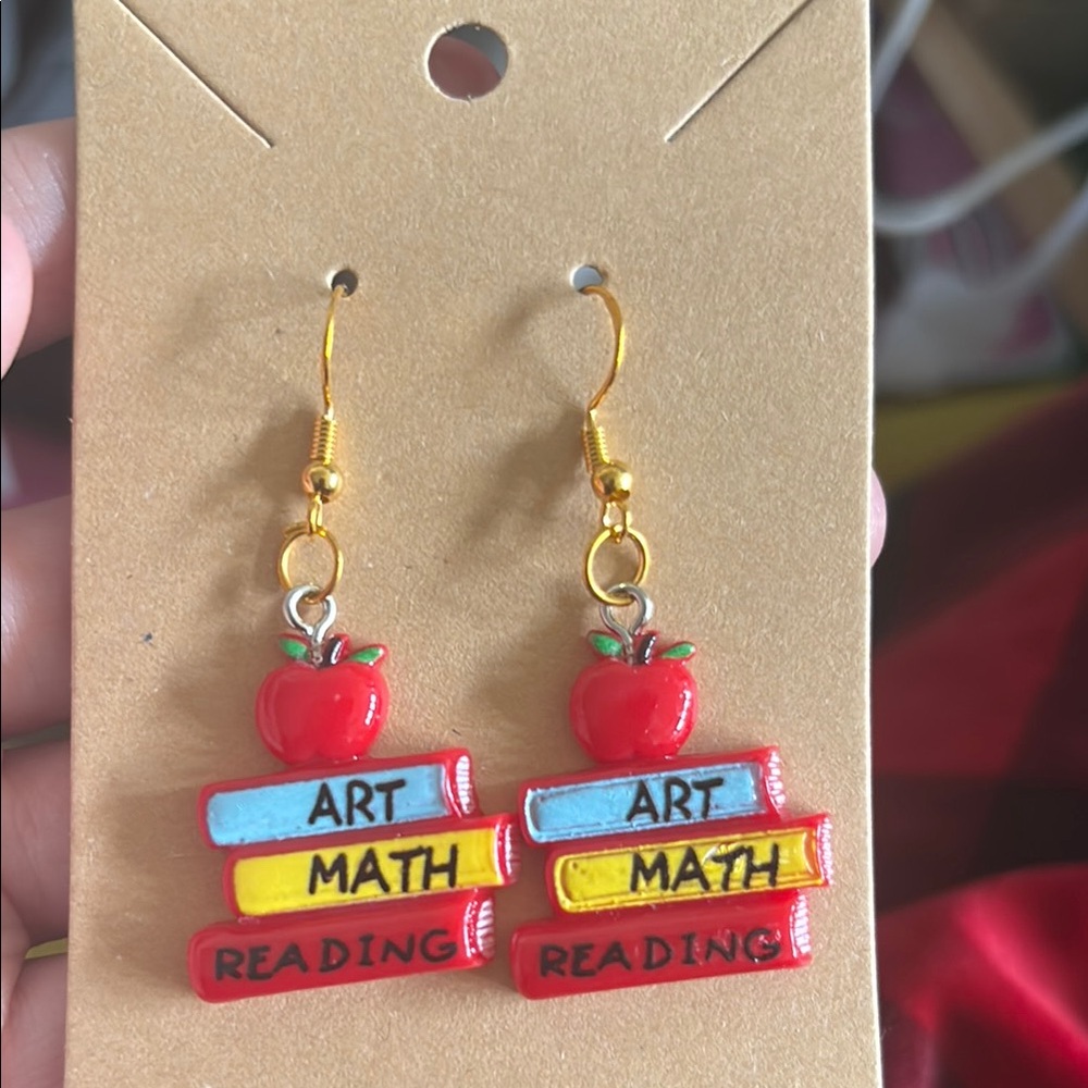 Colorful Book Stack Earrings for Kids